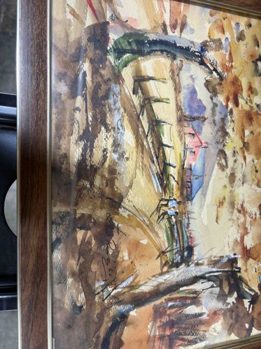 Autumnal Cottage Landscape Watercolor Painting