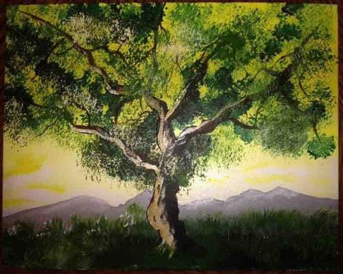 Impressionist Landscape Painting of a Tree