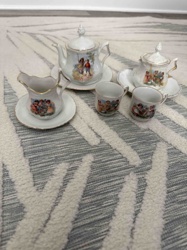 Miniature Porcelain Tea Set with Romantic Scene Decals