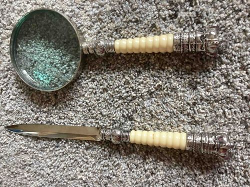 Magnifying Glass and Letter Opener Desk Set