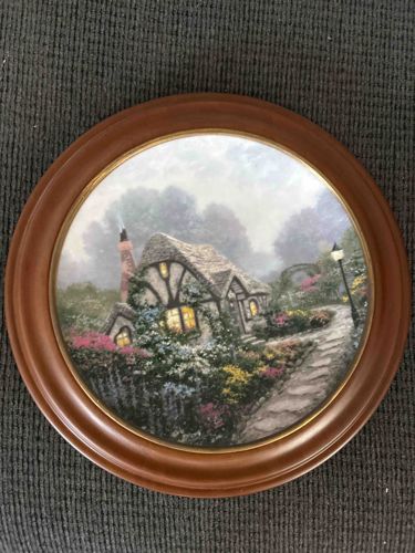 Framed Decorative Cottage Scene Plate