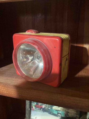 Vintage Eveready Red and Yellow Square Box Flashlight