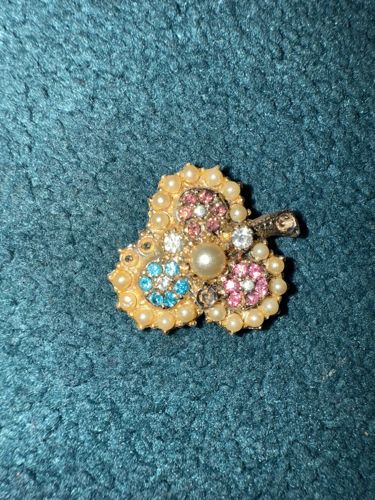 Vintage Faux Pearl and Rhinestone Brooch