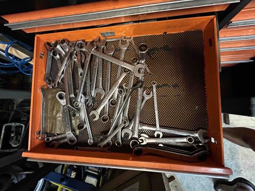 Assorted Wrench Set in Toolbox Drawer