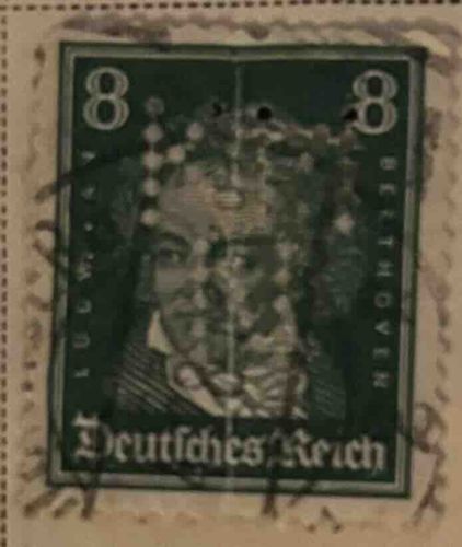 German Beethoven 8 Pfennig Postage Stamp