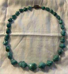Vintage Turquoise Nugget Necklace with Silver Clasp