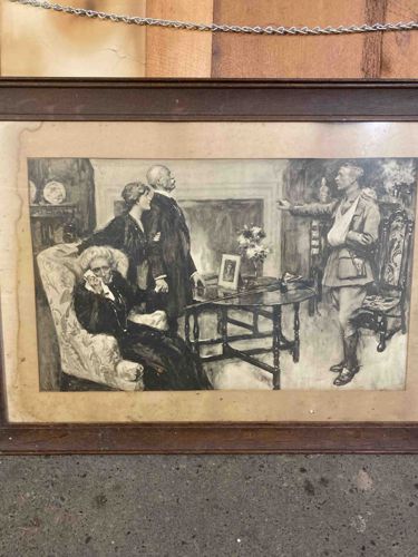 Framed Wartime Themed Print: 'The Return' (Possible Title)