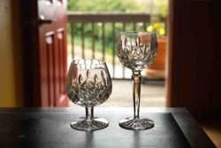 Pair of Cut Crystal Glassware (Brandy Snifter and Wine Glass)
