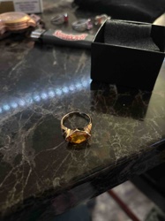 Gold-Toned Ring with Octagonal Orange/Yellow Gemstone
