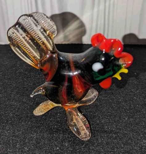 Hand-Blown Art Glass Rooster Figurine