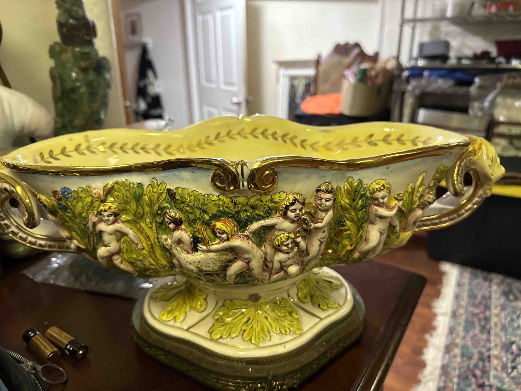 Submitted photo of Hand-painted porcelain centerpiece bowl with cherubs