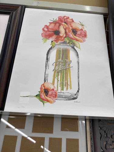 Floral Watercolor Canvas Print in Mason Jar