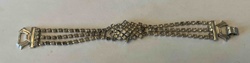 Vintage Rhinestone Bracelet with Rhombus Centerpiece