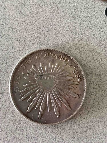 1896 Mexican 8 Reales Silver Coin (Cap and Ray)