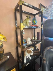 Four-Tier Black Lacquered and Brass Accent Etagere