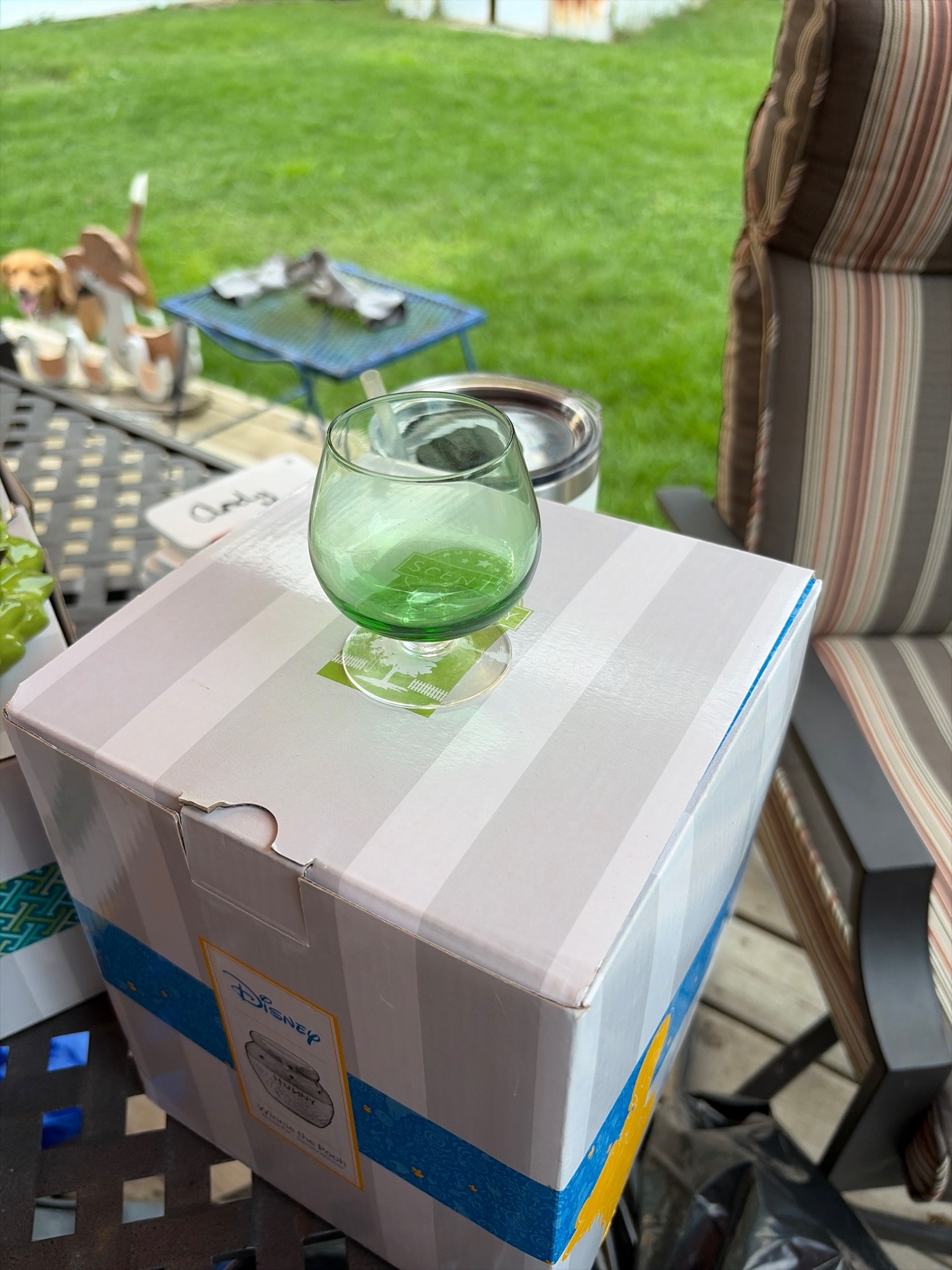 Submitted photo of Green glass stemware vessel