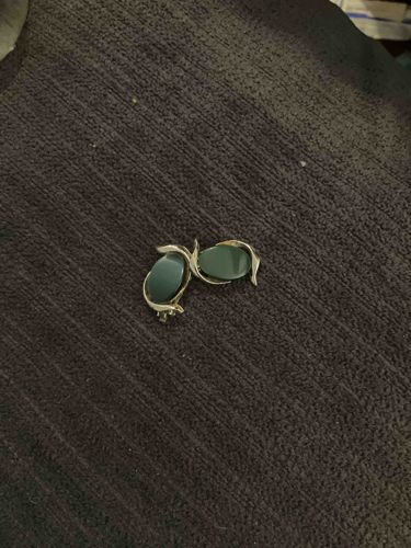 Vintage Green Cabochon Clip-On Earrings