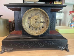 Antique American Black Mantel Clock