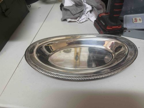 Silver-Plated Oval Serving Dish with Rope Edge