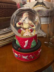 Christmas Santa Coca-Cola Snow Globe with Musical Rotating Train Base