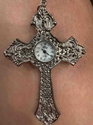 Marcasite-Style Cross Pendant Watch