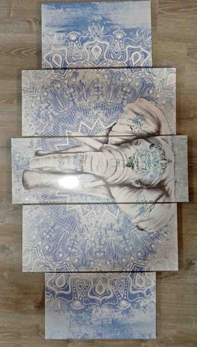 Multi-Panel Canvas Wall Art with Elephant and Mandala Motifs