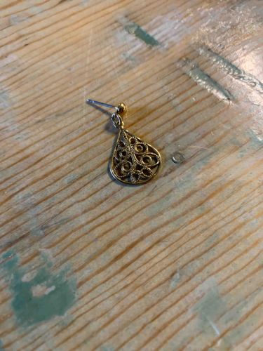 Gold-Tone Filigree Teardrop Drop Earring