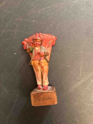 Hand-Carved Anri Wood Figurine - 'Mr. Dick' from Charles Dickens Series