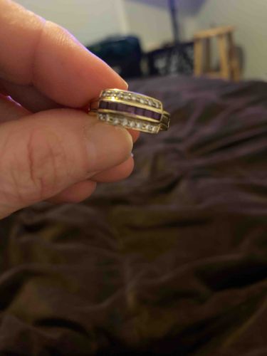 Yellow Gold Channel-Set Ruby and Diamond Ring