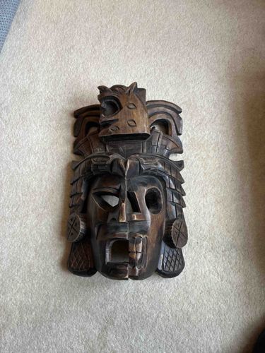 Carved Wooden Mesoamerican-Style Mask