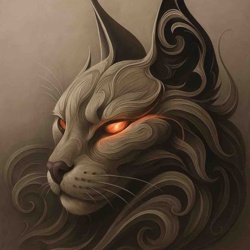 Stylized Feline Head Digital Art Print