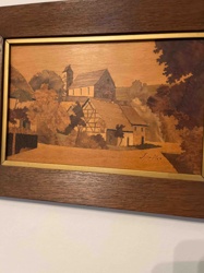Marquetry Panel: European Village Scene