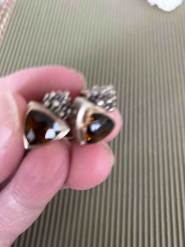 Michael Dawkins Sterling Silver and Smoky Quartz Granulated Post Earrings