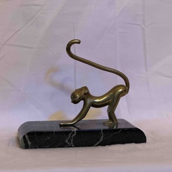 Brass Monkey Figurine on Marble Base (possibly Ring Holder)