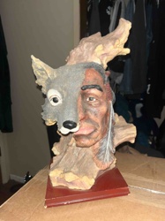 Native American Man and Wolf Spirit Figurine