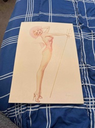 Vintage Pin-up Art Print with Woman and Trident