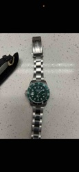 Stainless Steel Dive Watch with Green Bezel and Dial