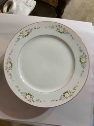 Floral Pattern Dinner Plate with Gold Trim