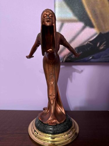 Gustav Gurschner Art Nouveau Female Figure Bronze Statue