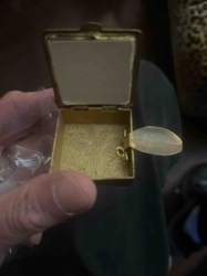Vintage Golden Metal Pillbox with Embossed Interior