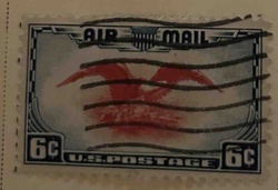 Used U.S. Air Mail 6 Cent Stamp with Beacon Design