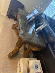 Ornately Carved Marble-Top End Table