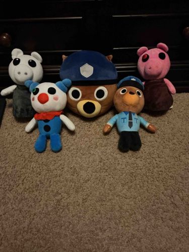 Collection of Five Piggy (Roblox) Character Plush Toys