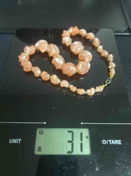 Graduated Peach Moonstone or Glass Bead Necklace