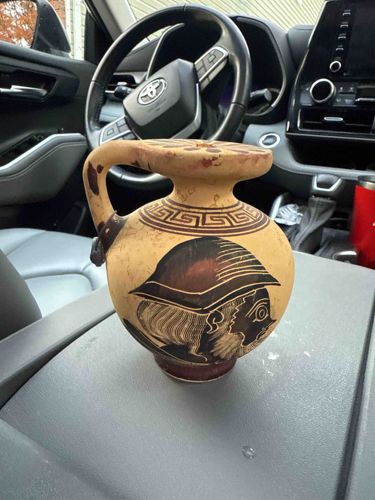 Ancient Greek-Style Aryballos with Warrior Depiction
