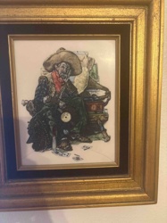 Framed 'Mexican Gambler with Phonograph' Decorative Tile