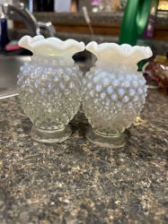 Pair of Opaline Hobnail Glass Vases