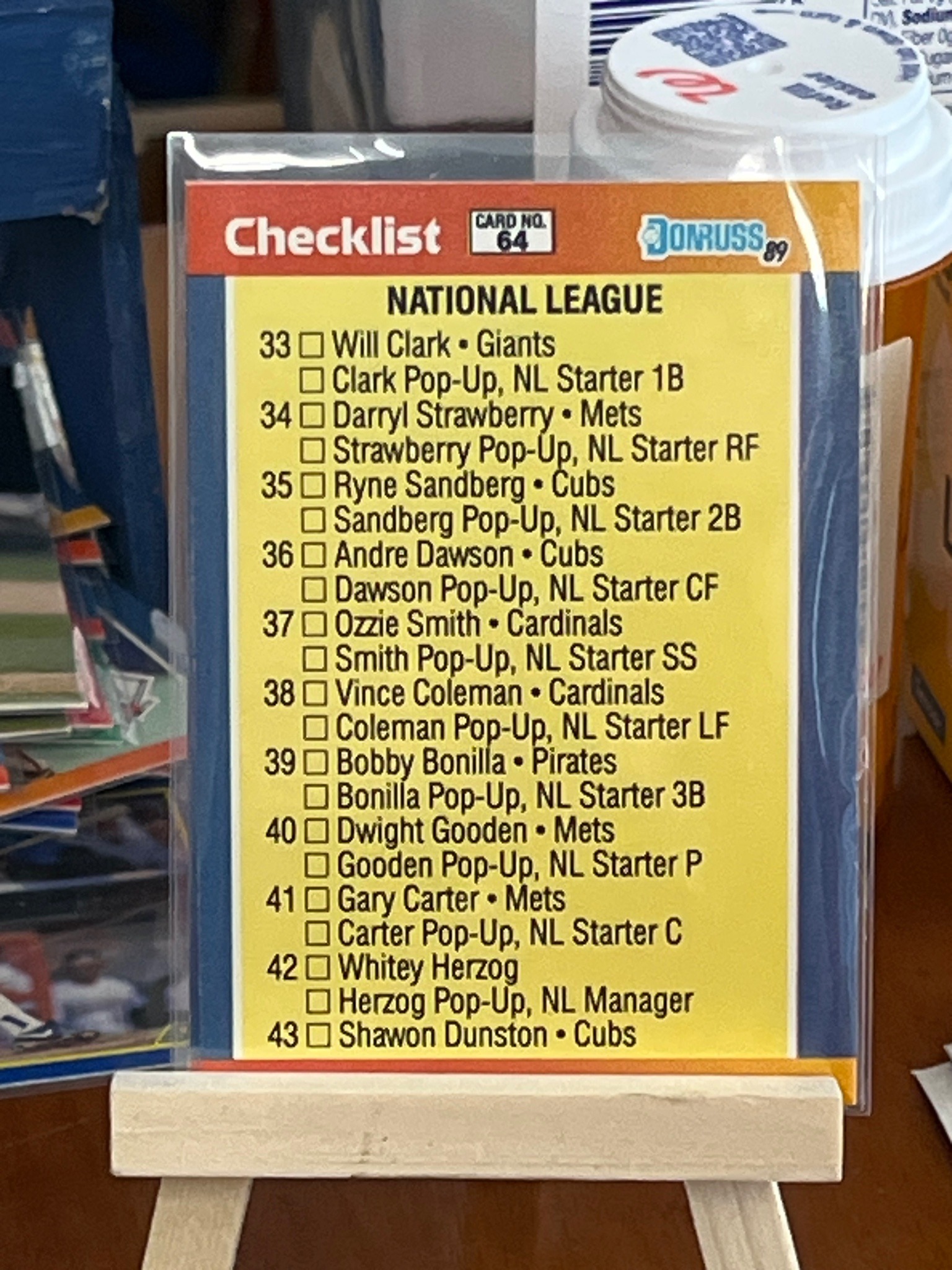 1989 Donruss Baseball Checklist Card #64