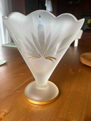 Frosted and Gilded Glass Vase/Compote Dish