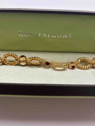 Ross-Simons Gold-Tone Bracelet with Red Accents